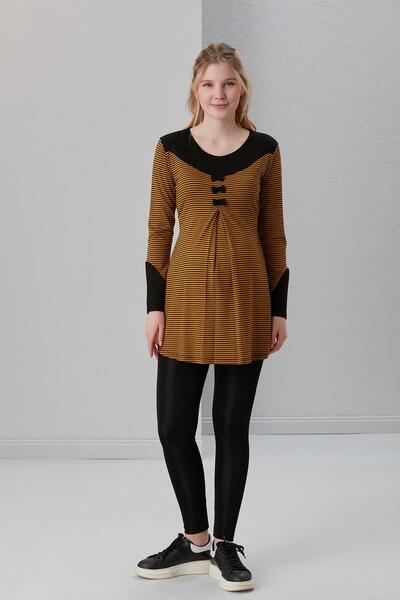 LİYACA ESNEK KUMAŞ ÇİZGİLİ HAMİLE BLUZ