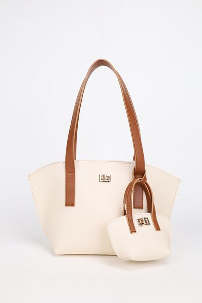 NOTHING Μεγάλη τσάντα χεριού και ώμου Twin με αλυσίδα Mini Bag - Detailランス Charm and Tan, Cream