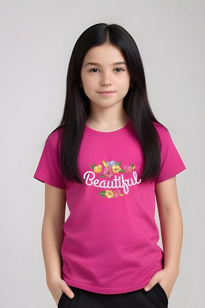 panios kids Beautiful Printed Girl's T-Shirt and Sweatpants Set