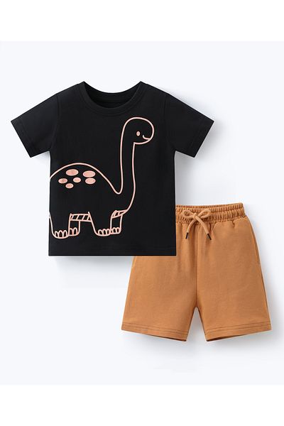 SAPS T-Shirt & Bottom Printed Set - Black