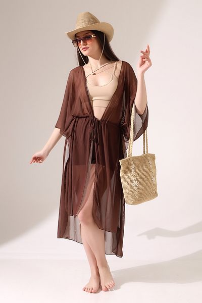 Esberin Long Tulle Pareo with Front Tie