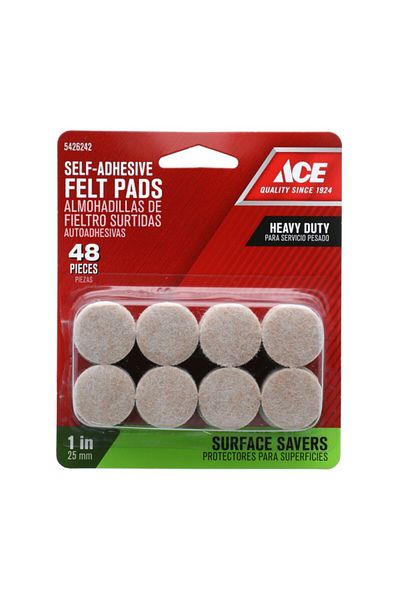 ACE 48-Piece Round Self Adhesive Heavy Duty Durable Felt Pads 1inch