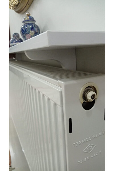 UTKU TASARIM Dresuar Kalorifer Peteği Rafı 120 x 17 cm Modern Petek Üstü Uçan Raf Kitaplık Beyaz