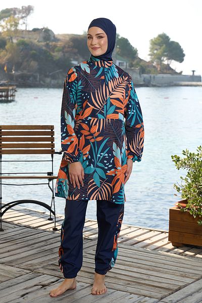 REMSA Navy Blue Parachute Full κλειστό Hijab Μαγιό 25966