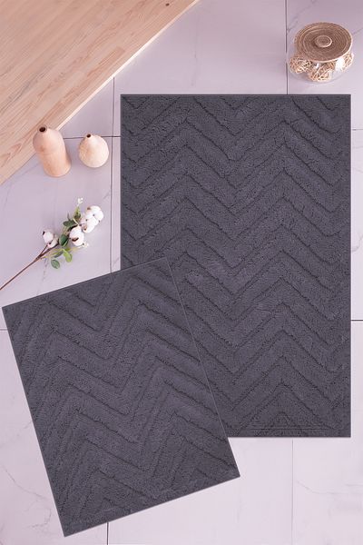 BARANO YUSSİ Tiran 2-Pece Bath Mat Anthracite (Σετ 2)