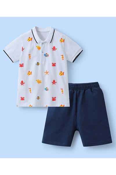 SAPS T-Shirt & Bottom Printed Set - White