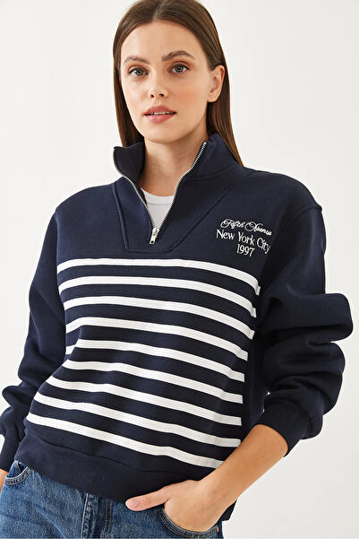 İKLİM LİFE Φούτερ με έξι ρίγες και μισό φερμουάρ