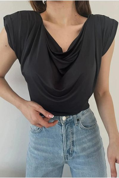 MODAYA Sandy Blouse with Padded Shoulders