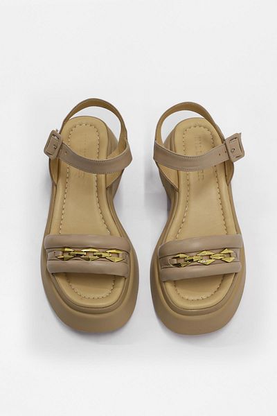 NILUFARR Nude Colored Genuine Leather - Thick Sole Women's Sandals