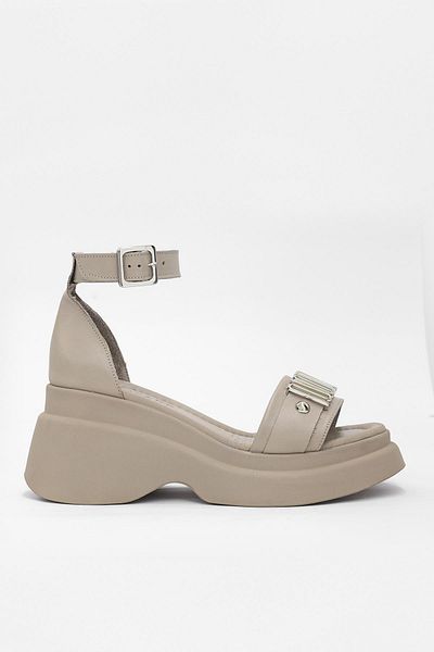 NILUFARR Genuine Leather Electro Mink Women's Sandals - Silver Accessories, Heels