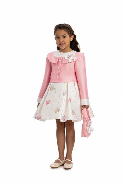 Pamina Girl's Dress Bolero and Bag 3-7 Years Pink