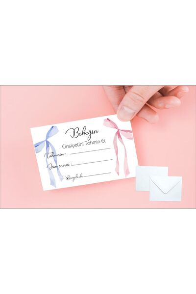 Hsn 10 Adet Bebek Cinsiyet Tahmin Kartı 5x8 cm zarflı