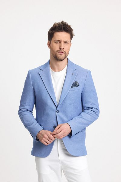 Frappoli Abrines Ανδρικό Indigo Cotton Lycra Stretching Fabric Slim Fit Sports Blazer Jacket