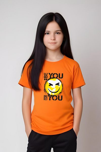panios kids Be You Emoji Printed Girls' T-Shirt and Sweatpants Set