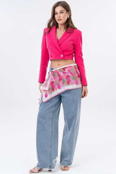 Saade Jachetă crop cu două piepturi fucsia