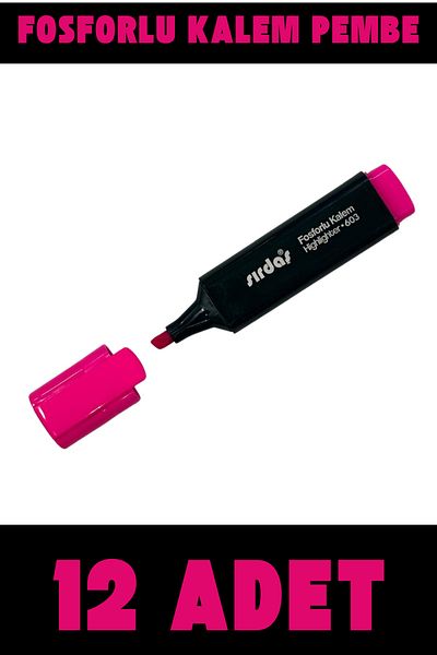 YŞK Sırdaş 603 Pink Highlighter 12 Pieces
