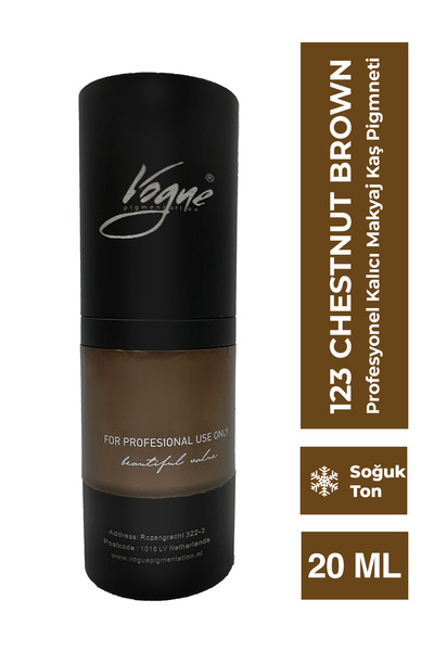 PSD Kozmetik 123 Chestnut Brown -  Kalıcı Makyaj Kaş Pigmenti - Microblading & PMU, Yoğun Organik Renk, 20ml