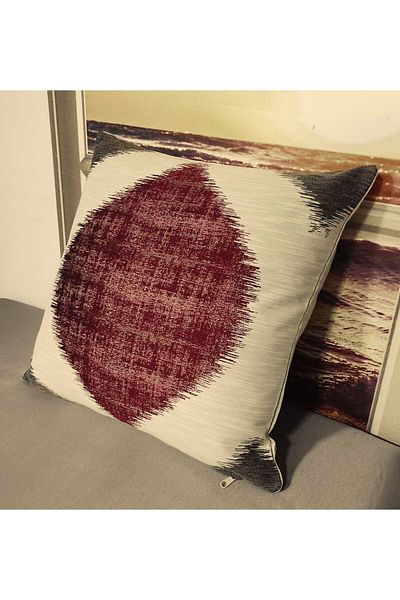 Evcimenhome Husă de pernă EXCLUSIVE din bumbac pentru lectură 43cmX43cm mrc culoare: visiniu- nurcă peste ecru