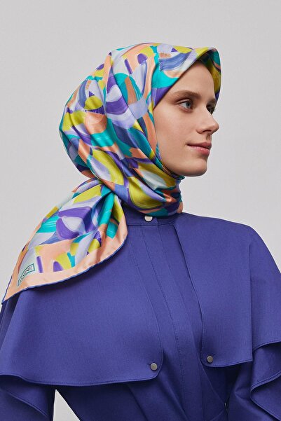 Armine Eșarfă de mătase Tivil 9329-05 Yavruağzı maro cu model mixt