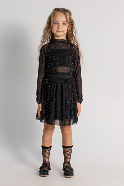 Dmb Комплект пола от тюл с камъни за момичета, възраст 4-9 години, черна