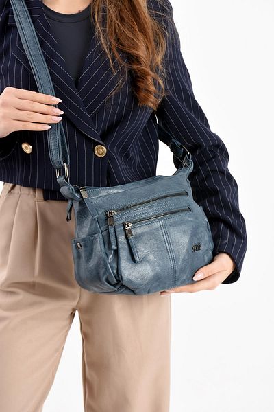 571 Collections Çanta Geantă de umăr din piele artificială albastră (model: 571-13-13H)