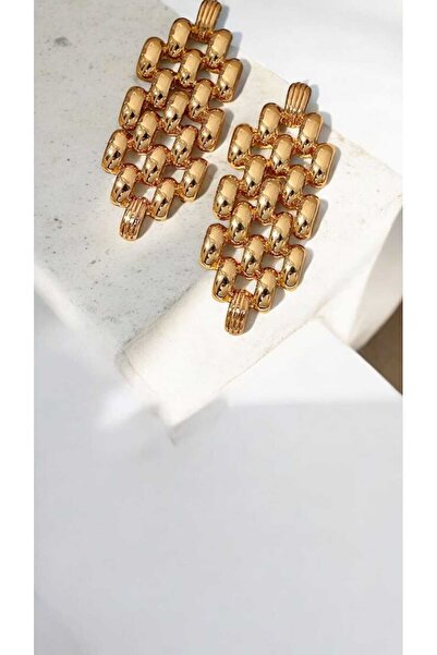 Yaseminli Butik Gold Color Wicker Look Earrings