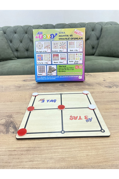 afili toys لعبة اثنين في واحد على لوحة خشبية؛ لعبة تيك تاك تو و3 كرات