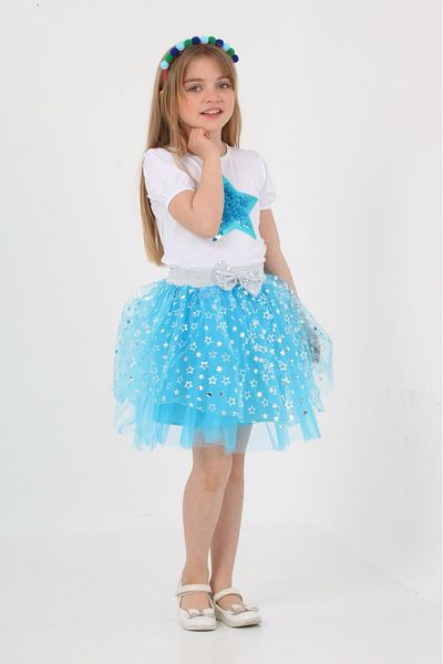 YCN GİYİM GIRL'S T-SHIRT SKIRT BOTTOM TOP SET 23 APRIL