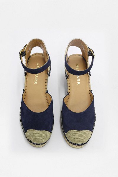 NILUFARR Alpha Navy Blue Genuine Suede Leather Women's Sandals - Heels
