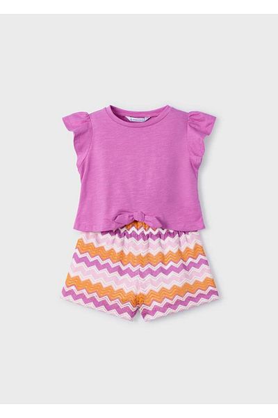 MAYORAL Pink Girl's Zigzag Shorts Suit 4-8 Years