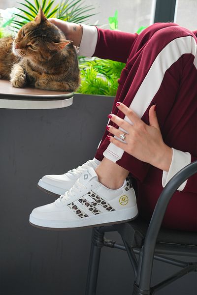 SOLAZER Pantofi de damă cu model leopard bej - pantofi sport casual 037