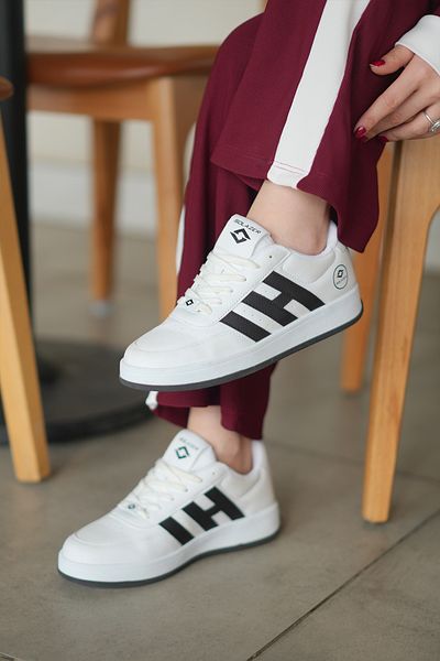 SOLAZER Pantofi de damă alb și negru - pantofi sport casual 037