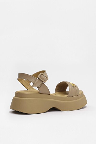 NILUFARR Nude Colored Genuine Leather - Thick Sole Women's Sandals