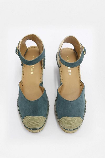 NILUFARR Alpha Green Genuine Suede Leather Women's Heeled Sandals