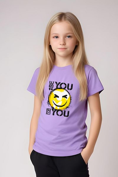 panios kids Be You Emoji Printed Girls' T-Shirt and Sweatpants Set