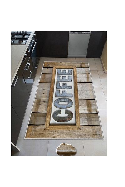 HOMS Otto kitchen rug, coffee pattern, 200 cm