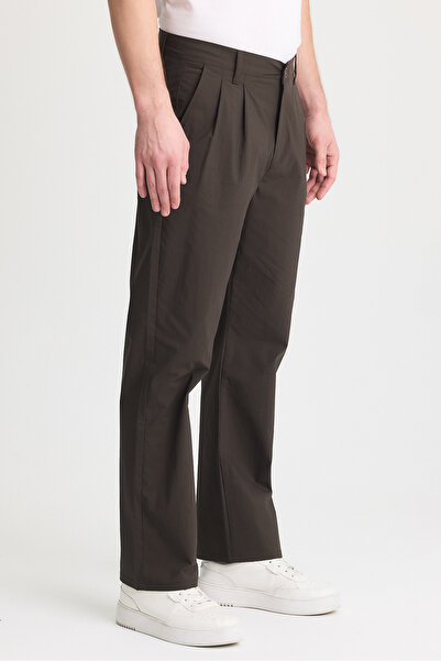 STONCS Erkek Haki Pileli Baggy Kumaş Pantolon