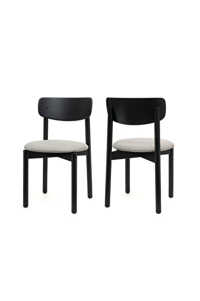 Tunçay Sandalye Keynote Siyah Ahşap 2'li Demonte Kumaş Kaplamalı Sandalye – Kaymaz Ayaklı, Silinebilir Kumaş