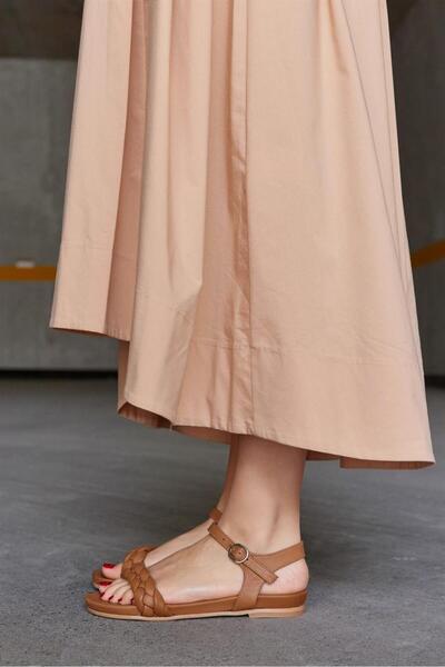 NILUFARR Layla Tan Genuine Leather Women's Sandals