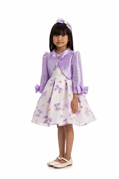 Pamina Girl's Bow Bolero and Headband Dress 3-7 Years Lilac