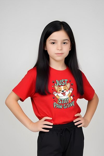 panios kids Just Stay Paw Printed Girl's T-Shirt and Sweatpants Set