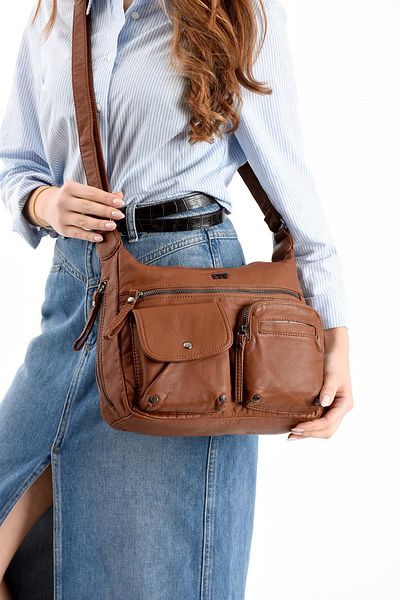 571 Collections Çanta Чанта за през рамо от изкуствена кожа, кафява (модел: 571-13-10K)