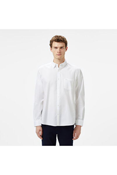 Lacoste Erkek Regular Fit Düğmeli Yaka Beyaz Gömlek