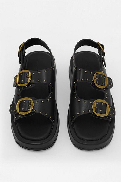 NILUFARR Jodie Black Genuine Leather Women's Sandals - Troc