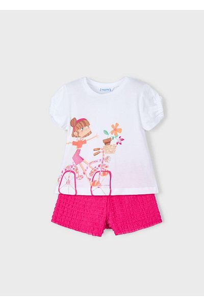 MAYORAL Pink Girl's Suit 4-8 Years Old Printed Shorts