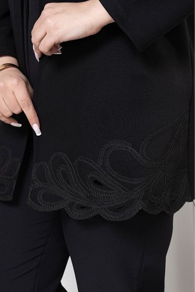 sinemisxxl Steel Fabric Lycra Plus Size Black Jacket