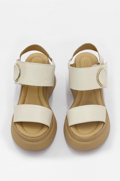 NILUFARR Genuine Leather Beige Heeled Sandals