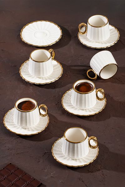 Porsima 101637   Piero 6 Personality 12 Piece Turkish Coffee Cup Set 100ml Cup Set