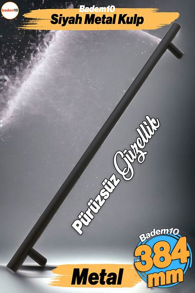 Badem10 Tijă Metal Negru Mat 384 Mm 38,4 Cm Mobilier Bucătărie Sertar Dulap Mâner Dulap Mâner