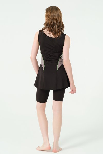 ALFASA Zero Sleeve Semi-Closed Swimsuit with Piping Decoration